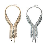 Zinklegierung Schmuck Halskette, mit Verlängerungskettchen von 5cm, plattiert, für Frau & mit Strass, keine, frei von Blei & Kadmium, 130mm, verkauft per ca. 17.5 ZollInch Strang