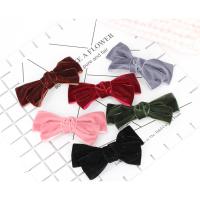 Hair Barrettes, Velour, with Tibetan Style, Bowknot, more colors for choice, 110x40mm, Sold By PC