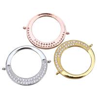 Cubic Zirconia Micro Pave Brass Connector, Donut, plated, micro pave cubic zirconia & 1/1 loop, more colors for choice, 26x22x2mm, Hole:Approx 1mm, 5PCs/Lot, Sold By Lot
