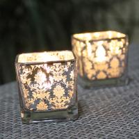Candle Holders, Glass, plated, different designs for choice, 50x50mm, Sold By PC