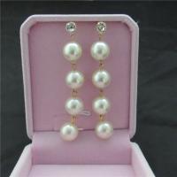 ABS-Kunststoff-Perlen Tropfen Ohrring, Edelstahl Stecker, rund, für Frau, keine, 70mm, verkauft von Paar