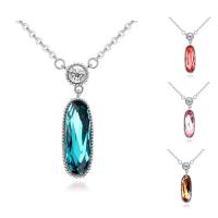 CRYSTALLIZED™ Element Crystal Necklace, Brass, with CRYSTALLIZED™, with 5cm extender chain, Flat Oval, platinum plated, oval chain & for woman & faceted, more colors for choice, nickel, lead & cadmium free, 12x42mm, Sold Per Approx 15.5 Inch Strand