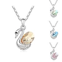 CRYSTALLIZED™ Element Crystal Necklace, Brass, with CRYSTALLIZED™, with 5cm extender chain, Swan, platinum plated, bar chain & for woman & faceted, more colors for choice, nickel, lead & cadmium free, 18x28mm, Sold Per Approx 15.5 Inch Strand