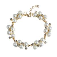 Zinklegierung Armband, mit ABS-Kunststoff-Perlen, mit Verlängerungskettchen von 5cm, goldfarben plattiert, für Frau, frei von Blei & Kadmium, 16mm, verkauft per ca. 7.5 ZollInch Strang