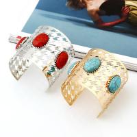 Iron Cuff Bangle, with Turquoise, plated, for woman, more colors for choice, lead & cadmium free, 65mm, Inner Diameter:Approx 65mm, Length:Approx 7.5 Inch, Sold By PC