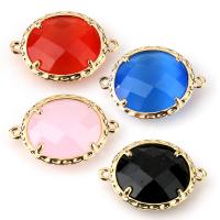 Brass Jewelry Connector with Crystal Flat Oval real gold plated micro pave cubic zirconia & faceted & 1/1 loop Approx 0.5mm Sold By Lot