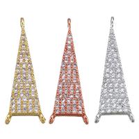 Cubic Zirconia Micro Pave Brass Connector, Triangle, plated, micro pave cubic zirconia & 1/2 loop, more colors for choice, 9x27x2mm, Hole:Approx 1mm, 5PCs/Lot, Sold By Lot