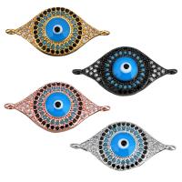 Evil Eye Connector, Brass, plated, micro pave cubic zirconia & enamel & 1/1 loop, more colors for choice, 25x12x5mm, Hole:Approx 1mm, 10PCs/Lot, Sold By Lot