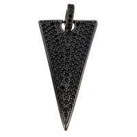 Cubic Zirconia Micro Pave Brass Pendant, Triangle, plumbum black color plated, micro pave cubic zirconia & without troll, 17x34x8mm, Hole:Approx 4.5mm, 5PCs/Lot, Sold By Lot