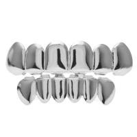 Brass Hip Hop Teeth Grillz, Tooth, plated, different styles for choice, nickel, lead & cadmium free, 40x11mm, 50mmx14mm, Sold By Set