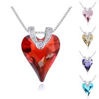 CRYSTALLIZED™ Element Crystal Necklace, Brass, with CRYSTALLIZED™, with 5cm extender chain, Heart, platinum plated, box chain & for woman & faceted, more colors for choice, nickel, lead & cadmium free, 14x20mm, Sold Per Approx 15.5 Inch Strand