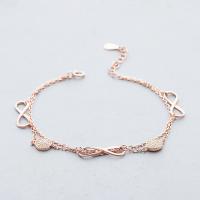 Brass Bracelet with 30mm extender chain Infinity rose gold color plated oval chain & micro pave cubic zirconia & for woman &  nickel lead & cadmium free 6.4mm Sold Per Approx 6.7 Inch Strand