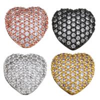 Cubic Zirconia Micro Pave Brass Beads, Heart, plated, micro pave cubic zirconia & hollow, more colors for choice, 10.50x10x6mm, Hole:Approx 1mm, 5PCs/Lot, Sold By Lot