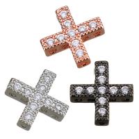 Cubic Zirconia Micro Pave Brass Connector, Cross, plated, multihole & micro pave cubic zirconia, more colors for choice, 10x10x3mm, Hole:Approx 0.5x0.5mm, 10PCs/Lot, Sold By Lot
