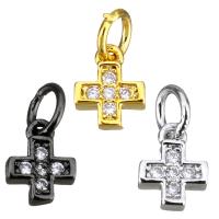Cubic Zirconia Micro Pave Brass Pendant, Cross, plated, micro pave cubic zirconia, more colors for choice, 5x6x1.50mm, Hole:Approx 3mm, 10PCs/Lot, Sold By Lot