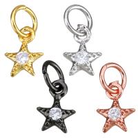 Cubic Zirconia Micro Pave Brass Pendant, Star, plated, micro pave cubic zirconia, more colors for choice, 5x8x2mm, Hole:Approx 3mm, 10PCs/Lot, Sold By Lot