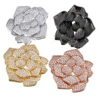 Cubic Zirconia Micro Pave Brass Connector, Flower, plated, multihole & micro pave cubic zirconia, more colors for choice, 34x32x10mm, Hole:Approx 6x1.5mm, 5PCs/Lot, Sold By Lot