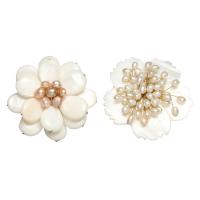 Freshwater Pearl Brooch, White Shell, with Freshwater Pearl, Flower, plated, different styles for choice & for woman, Sold By PC