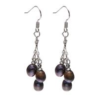 Freshwater Pearl Earrings, with Brass, Rice, for woman, 6x52mm, Sold By Pair