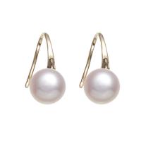 Freshwater Pearl Earrings, brass earring hook, gold color plated, for woman, white, 9-10mm, Sold By Pair