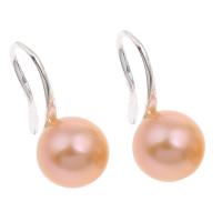 Freshwater Pearl Earrings, brass earring hook, natural, for woman, pink, 9-10mm, Sold By Pair