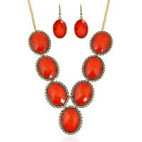 Resin Jewelry Sets earring & necklace Zinc Alloy with Resin iron earring hook with 5cm extender chain antique gold color plated for woman lead & cadmium free 450mm Length Approx 17.5 Inch Sold By Set