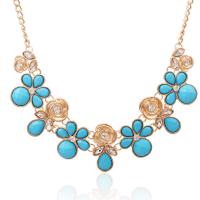 Resin Necklace Zinc Alloy with Crystal & Resin with 5cm extender chain Flower gold color plated for woman & faceted & with rhinestone lead & cadmium free 450mm Sold Per Approx 17.5 Inch Strand