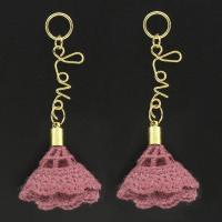 Cupronickel Drop Earring with Caddice sterling silver post pin gold color plated for woman pink Sold By Pair