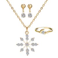 Rhinestone Jewelry Sets finger ring & earring & necklace Zinc Alloy with iron chain stainless steel post pin with 5cm extender chain Heart gold color plated oval chain & for woman & with rhinestone lead & cadmium free  US Ring .5 Length Approx 16.5 Inch Sold By Set