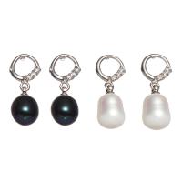Freshwater Pearl Earrings, with Brass, for woman & with rhinestone, more colors for choice, 13x23mm, Sold By Pair