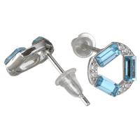 925 Sterling Silver Stud Earrings with rubber earnut & Crystal micro pave cubic zirconia & for woman & faceted Sold By Pair