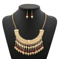 Tibetan Style Jewelry Set, earring & necklace, with Resin, iron earring hook, with 5cm extender chain, plated, for woman, more colors for choice, lead & cadmium free, 450mm, Length:Approx 17.5 Inch, Sold By Set