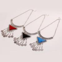 Tibetan Style Jewelry Set, earring & necklace, with Resin, iron earring hook, with 5cm extender chain, antique silver color plated, for woman, more colors for choice, lead & cadmium free, 110x110mm, Length:Approx 17.5 Inch, Sold By Set