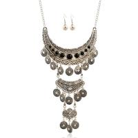 Zinc Alloy Jewelry Set earring & necklace with Resin iron earring hook with 5cm extender chain antique silver color plated for woman lead & cadmium free Length Approx 17.5 Inch Sold By Set