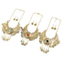 Tibetan Style Jewelry Set, earring & necklace, with Resin, iron earring hook, with 5cm extender chain, plated, for woman, more colors for choice, lead & cadmium free, 110x55mm, Length:Approx 17.5 Inch, Sold By Set