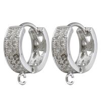 Brass Huggie Hoop Earring Finding, platinum plated, with loop & with cubic zirconia, 5x16x14mm, Hole:Approx 1.5mm, Sold By Pair