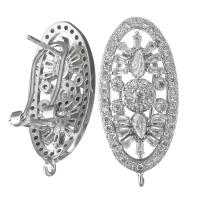 Brass Stud Earring, platinum plated, with loop & micro pave cubic zirconia, 12.50x27x16mm, Hole:Approx 1.5mm, Sold By Pair