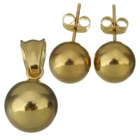Tibetan Style Jewelry Sets, pendant & earring, Stainless Steel, gold color plated, for woman, 12x16mm, 10mm, Hole:Approx 5x8mm, Sold By Set