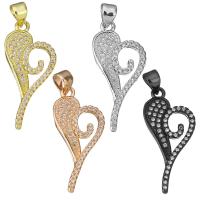 Brass Pendant, Heart, plated, micro pave cubic zirconia, more colors for choice, 13x27x3.50mm, Hole:Approx 3.5x4.5mm, 10PCs/Lot, Sold By Lot