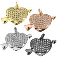 Brass Pendant, Heart, plated, micro pave cubic zirconia, more colors for choice, 23x14x2.50mm, Hole:Approx 3mm, 10PCs/Lot, Sold By Lot
