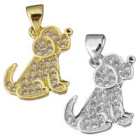 Brass Pendant, Dog, plated, micro pave cubic zirconia, more colors for choice, 13x16x2.50mm, Hole:Approx 3.5x4.5mm, 10PCs/Lot, Sold By Lot