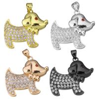 Brass Pendant, Dog, plated, micro pave cubic zirconia, more colors for choice, 27x24x6.50mm, Hole:Approx 3.5x4mm, 10PCs/Lot, Sold By Lot