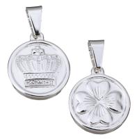 Stainless Steel Pendant Flat Round real silver plated Approx Sold By Lot