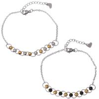 Bijoux bracelet en acier inoxydable, avec 1Inch chaînes de rallonge, Placage, chaîne ovale & pour femme, plus de couleurs à choisir, 6.5mm, 1.5mm, Longueur:Environ 7 pouce, 10Strandstoron/lot, Vendu par lot