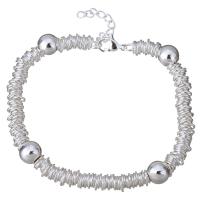 Stainless Steel Jewelry Bracelet, with 1Inch extender chain, real silver plated, for woman, 8mm, 5mm, Length:Approx 7 Inch, 10Strands/Lot, Sold By Lot