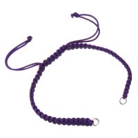 corde en nylon Bracelet cordon, avec laiton, Placage de couleur argentée, bracelet tressé & réglable, 6mm, Trou:Environ 3.5mm, Longueur Environ 6.5-11 pouce, 10Strandstoron/lot, Vendu par lot
