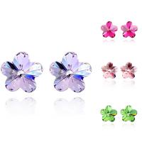 CRYSTALLIZED™ Element Crystal Earring, Brass, with CRYSTALLIZED™, Flower, platinum plated, for woman & faceted, more colors for choice, nickel, lead & cadmium free, 6x6mm, Sold By Pair