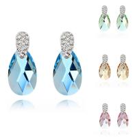 CRYSTALLIZED™ Element Crystal Earring, Brass, with CRYSTALLIZED™, Teardrop, platinum plated, for woman & faceted, more colors for choice, nickel, lead & cadmium free, 9x22mm, Sold By Pair