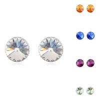 CRYSTALLIZED™ Element Crystal Earring, Brass, with CRYSTALLIZED™, Flat Round, real gold plated, for woman & faceted, more colors for choice, nickel, lead & cadmium free, 8mm, Sold By Pair