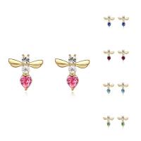 CRYSTALLIZED™ Element Crystal Earring, Brass, with CRYSTALLIZED™, Bee, real gold plated, for woman & faceted, more colors for choice, nickel, lead & cadmium free, 15x16mm, Sold By Pair